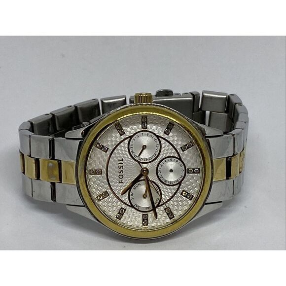 Fossil BQ1564 Unisex Two Tone Stainless Steel Analog Silver Dial Watch XX523 - Picture 7 of 12